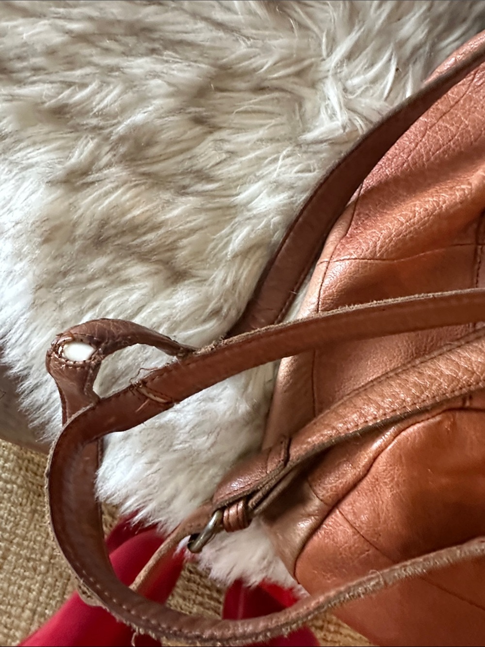 Vintage Brown Leather Drawstring Backpack day & mood - Picture 3 of 8